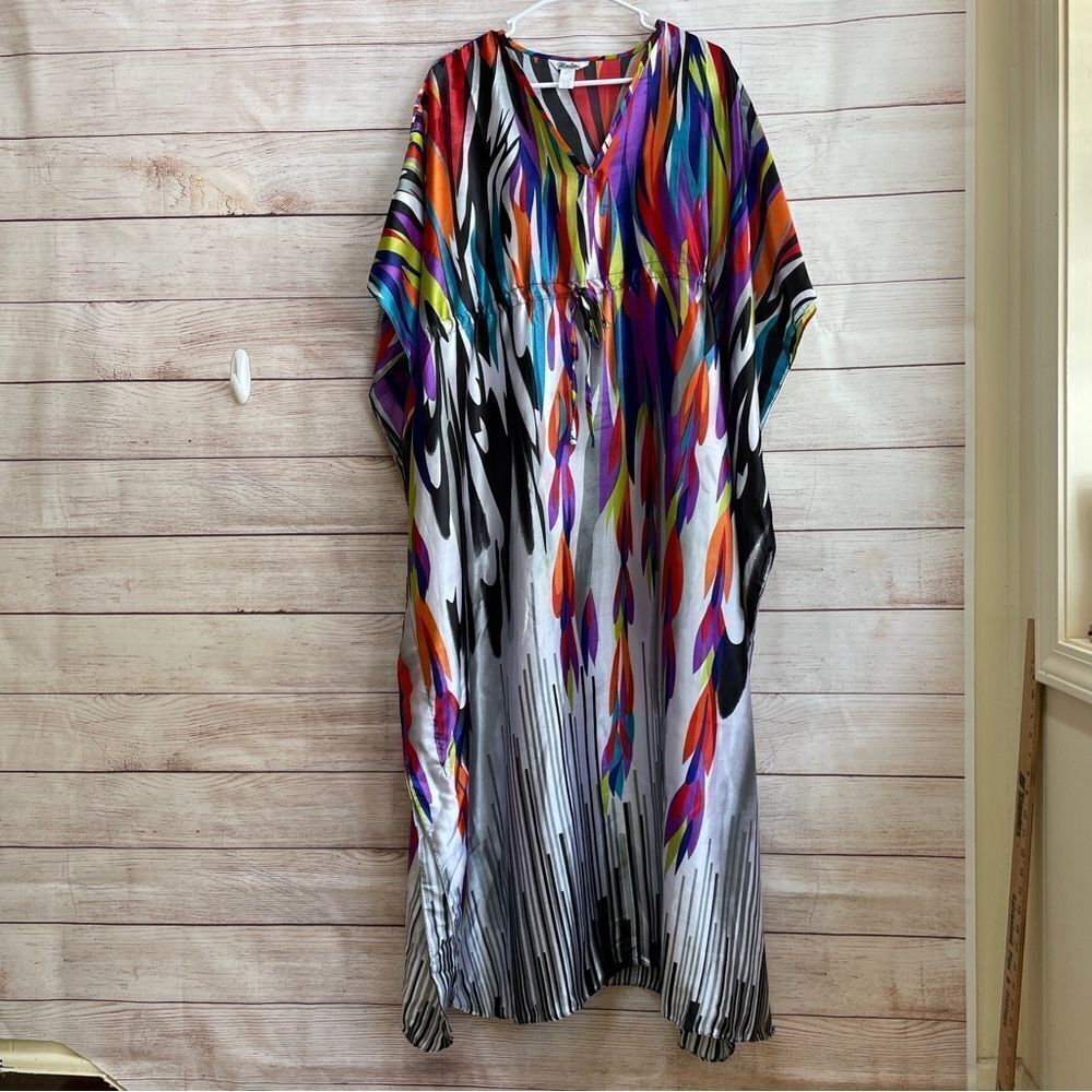 VINTAGE WINLAR KIMONO/PATIO DRESS IN ABSTRACT PRINT‎